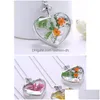 Hänghalsband 1pc kreativ pressad blommahalsband hjärtform charm pärlkedja tröja smycken tillbehör släpp leverans penda dhcwp