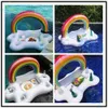 Inflatable Floats Tubes Swimming pool party cooler bar storage mat roller coaster container plastic table floating rainbow ice bucket beverage rack P230519