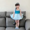 summer girl's dresses kids clothing tutu suspender dress pink dance swan skirt 2-9Y