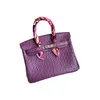 Ostrich Handbags Leather 2024 New Popular Fashion Bag Pattern Womens Cowhide Handheld One Shoulder Crossbody
