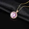 Pendant Necklaces For Women Colorful Moissanite Gold Color Choker Chain Wedding Bride Jewelry Gift Wholesale