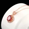 Eenvoudige rode kristallen hanger ketting Rose Gold kleur feest engagement sieraden voor vrouwen kerstcadeau