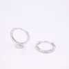 Hoop Earrings Real 18K White Gold For Women Female Full Star 12mmDia Gift Small