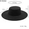 Szerokie brzegi czapki wiadra czapki francuskie damskie kapelusz wielki szeroki brzeg 10 cm fedora kapelusz zimowy wełna derby jazz czapki płaskie czapkę 230518