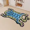 Home Decor Tibetan Tiger Rug Handmade Tufted Tiger Shape Carpet Floor Mat Non-slip Absorbent Bathroom Mat Living Room Area Rugs T230519