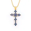 New Arrival Fashion Religion Simple Personalized Cross Pendant Copper Gold Plated 5 Colors Anniversary Zircon Jewelry