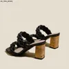 Slippers 2023 Mulheres 7,5 cm de altura deslizam mais de tamanho Lady Block Quadrado Salto baixo Slipper Summer Sapatos de couro elegante de couro J230519