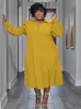 Plus size Dresses Wmstar Size Women Clothing Petals Long Sleeve Loose Solid Elegant Maxi Shirts Dress Wholesale Drop 230518