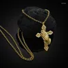 Chaînes RICKI mains priant croix rétro collier euro américain chrétien 925 argent plaqué noir pendentif ZY122