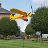 Garden Decorations 3D Piper J3 Cub Wind Spinner Plane Metal Airplane Weather Vane Outdoor Roof Direction Indicator WeatherVane Decor 230518