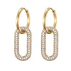 Hoop Huggie LOVBEAFAS Gold Color Round Stainless Steel Hoop Earrings Zirconia Copper Oval Rectangle Earrings For Women Ear Clasp Jewelry 230519