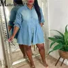 Robes Décontractées De Base Printemps Été Femmes Jean À Manches Longues Lâche Denim Mini Robe Sexy Vestidos Casual Fête Vacances Rue Revers Chemises Robes 230519