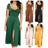 Casual Dresses Suspender Solid Color Dress 2023 Summer Slit A-line kjol