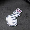 Love Hand Size:5.5x5.5cm Iron On Patch Sewing On Embroidered Applique Fabric for Jacket Badge Clothes Stickers