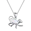 Pendentif Colliers Argent Plaqué 3 Couleurs Opalite Opale Loyal Dog Lien Chaîne Collier Mode Animal Bijoux