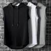 Heren tanktops mannen spier hoodie vest mouwloze pure kleur allemaal passen bij losse zweet absorptie zomer t-shirt voor gym workout fitness 230518