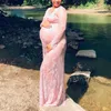 Sukienka ciążowa na fotografię fotograficzną na zdjęciach Seksowna sukienka na szyję sukienkę w ciąży w ciąży w ciąży