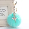 Keychains King Cute Crystal Dance Ballet Girl Key Chain Originality Angel Rabbit Hair Ball Ladies Bag Jewelry