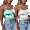 Kobiety z czołgów damskich Camis Wysokiej jakości 2020 Nowy moda Kobiety seksowne styl Satynowy jedwabny backless kamizelka bluzka bluzka Tops Strappy Summer Beach Cami Tank P230519