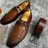 Loafers brun klänning 3efeb svart pu andningsbara dubbla spänne munkmokassiner cuir häll hommes män skor 230518