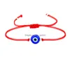Łańcuch ręcznie robiony czerwony sznur Zła turecka bransoletka dla kobiet mężczyzn Regulowane Bracelets Bracelets Przyjaźń Biżuteria Prezent d dhgarden dhrsa