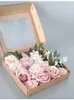 Flores decorativas Romance Romance Caixa artificial de flores Decorações de casamento Festival Party Home Rose Bouquet Gifts Decor Supplies Ornamentos