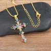 New Arrival Fashion Religion Simple Personalized Cross Pendant Copper Gold Plated 5 Colors Anniversary Zircon Jewelry