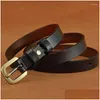 Cintos Elifashion Leather Pure Cowskin Belt Retro Magolden Pin Buckle Casual Casual Allmatch Tide Jeans Fashion for Women Drop Delive Dhcay