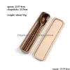 Flatware Sets Wooden Chopsticks Spoons Knife Set Portable Dinnerware With Packing Box For Travel Cam Drop Delivery Home Garden Kitch Dhecc