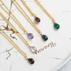 Colorful Simple Water Drop-shaped Titanium Steel Necklace for Women Girls Gold Color New Resin Geometric Clavicle Necklace Gifts