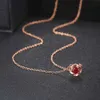 Розовые цветочные подвесные ожерелья для женщин Девушки Простой красный циркон розовый золото Цвет