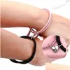 Charm Bracelets 2Pcs Couple Minimalist Heart Friendship Bracelet Hair Rope Braided Magnetic Distance Lovers Matching Drop Del Dhgarden Dhvqk