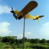 Garden Decorations 3D Piper J3 Cub Wind Spinner Plane Metal Airplane Weather Vane Outdoor Roof Direction Indicator WeatherVane Decor 230518