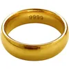 Parringar Umq 24K Pure Copy Real 18K Yellow Gold 999 24K vanlig slät ansikte Personlighetspengar som söker par Ring för män och kvinnor Par 230518