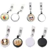 Sublimation Retractable Lanyard Name Tag Party Card Badge Reel Holder with Blank Aluminum Sheets for DIY Custom Company Names 40mm Large Wholesale