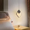 ペンダントランプベッドルームダイニングルームキッチン島天井ランプ照明器具のためのモダンなシンプルなLEDライトブラックホワイト