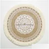 Mats Pads Mandala Round Place Boho Cotton Woven Tassels Heat Proof Washable Circle Placemats For Kitchen Dining Table Drop Deliver Dhc9K