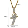 Pendentif Colliers Iced Out Lucky Number 7 Avec Cristal Couronne Charme Hip Hop Bling Bijoux Mens Party Collier Giftpendent Drop Delive Dh7Br