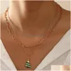 Pendant Necklaces New Creative Double Layer Chain Necklace Drop Oil Bell Snowflake Christmas For Women Holiday Jewelry Delive Dhgarden Dhiwn