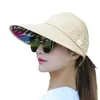 Chapeaux à bord large 1pcs Sun Shade Hat Hat Cap de plage A réglable Chapeau imprimé d'été ajusté UV-ATI ACCESSOIR FLORAL OUTDOOR O9P1