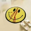 50cm Smiley Face Carpet INS Nordic Round Bath Mat Living Room Area Rug Bathroom Doormat Anti-slip Absorbent Floor Mats Bedroom T230519