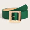 Cintos 2023 Vintage Square Pin Buckle Women's Women's Fashion Ladies Green Color Wide for Girls