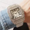 Iced Out Uhren für Damen und Herren, Volldiamantarmband, Quarzwerk, modische Kleideruhr, automatisches Datum, wasserdicht, analog, hohe Qualität288F