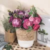 Dekorativa blommor konstgjorda blomma realistiska ingen vattning lätt att underhålla bröllopsfest simulering hortensia bukett