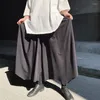 Calça masculina de perna larga masculina primavera e outono japonês simples estilo samurai moda super solta tamanho grande
