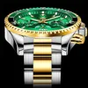 Horloges OLEVS Herenhorloge Quartz Waterdicht Lichtgevend roestvrijstalen horloge Groen Sport Datum Maanfase Polshorloge voor heren Reloj hombres 230519