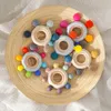 Massaggiagengive per bambini Giocattoli Design Dentizione in silicone Accessori per neonati da masticare a forma di timone per alimenti Forma di anello in legno per uso alimentare 230518