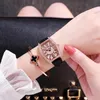 Orologi da polso Ms. DZG Orologi Cassa in oro rosa con diamanti quadrati Versione coreana del grande quadrante digitale Douyin con un orologio da donna di tendenza