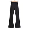 Dames tweedelige broek Herfstoutfit skinny yoga broek flare leggings Koreaanse stijl streetwear casual been zwart 230519