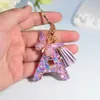 Keychains To Purple Snowflakes Filled Letter Keychain Women Wallet Charms Initials Alphabet Butterfly Tassel Pendant With Key Rings